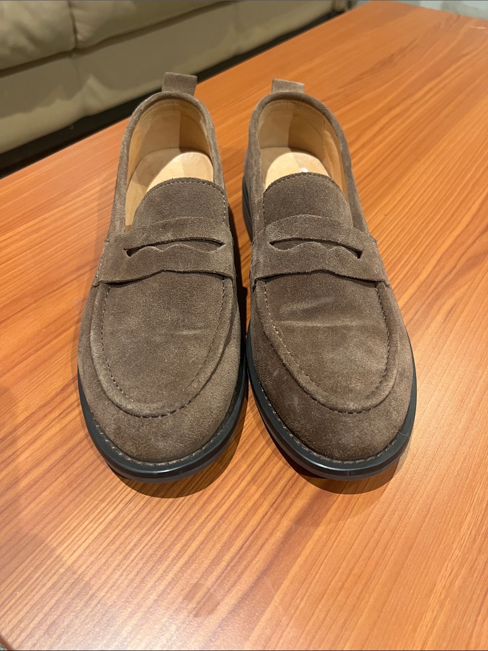 Men's Suede Penny Loafers in Brown - Picture 2 of 6
